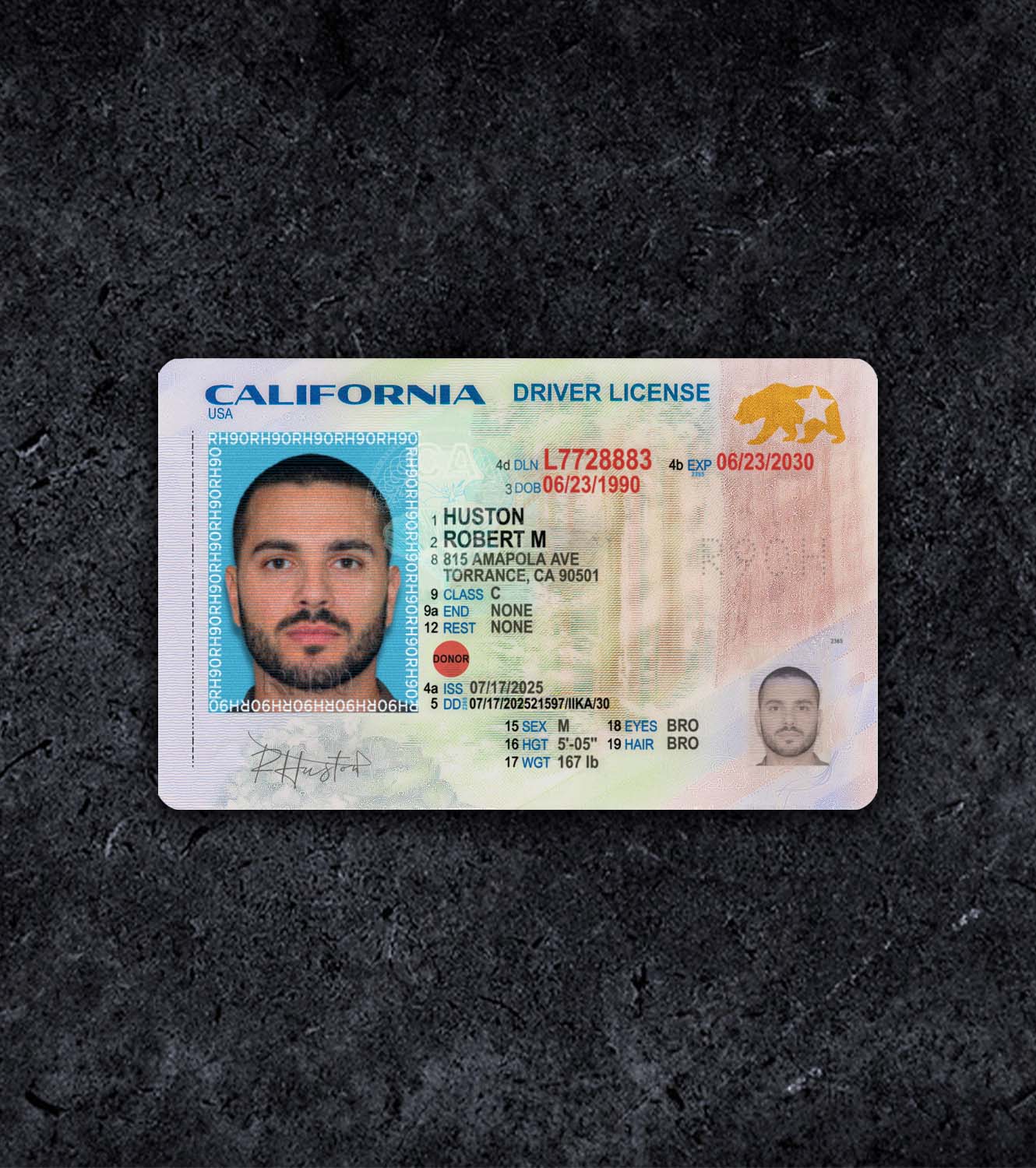 California Driver License PSD Template - 2024