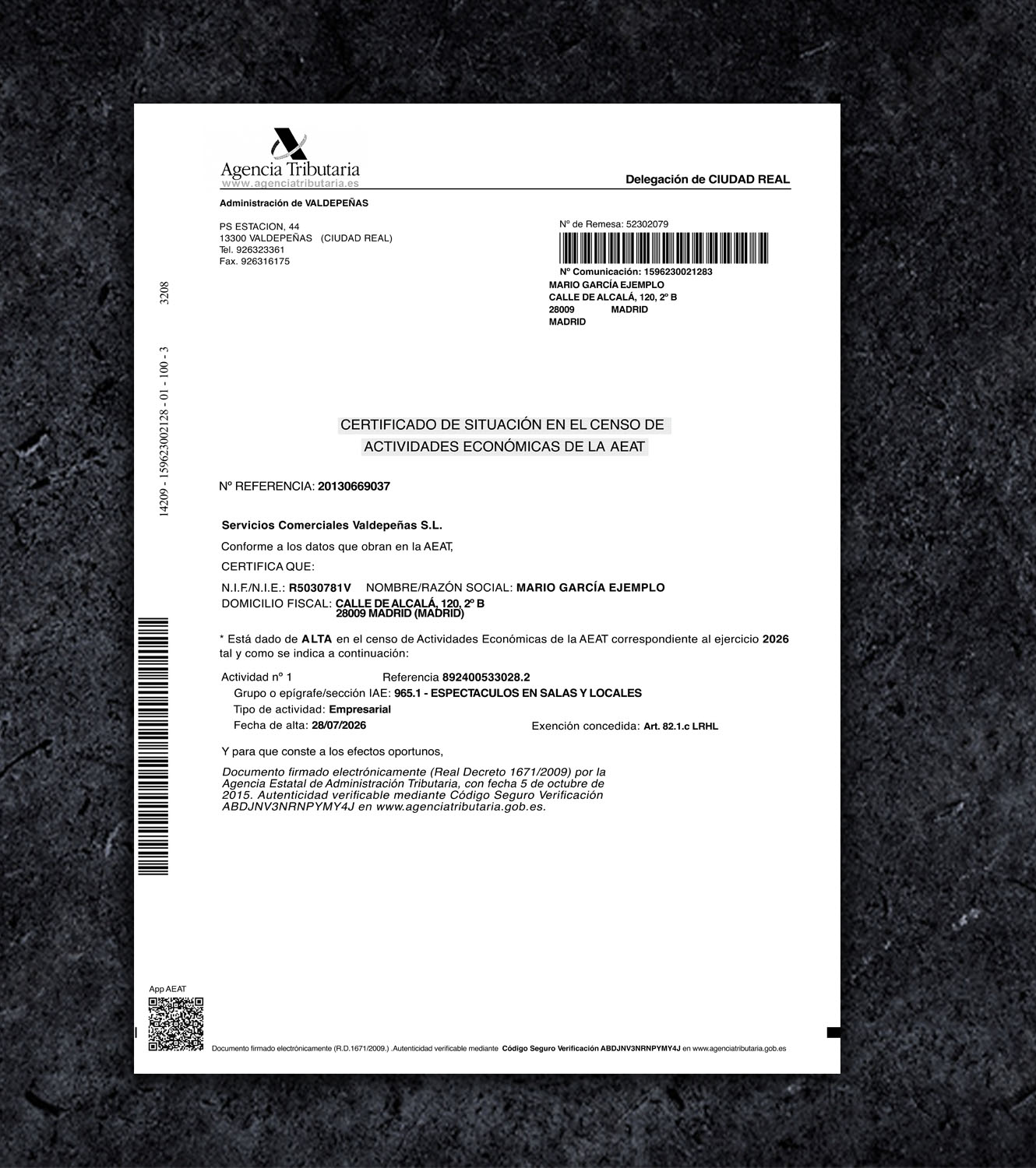 Spain Certificate of Incorporation BL Business License PSD Template