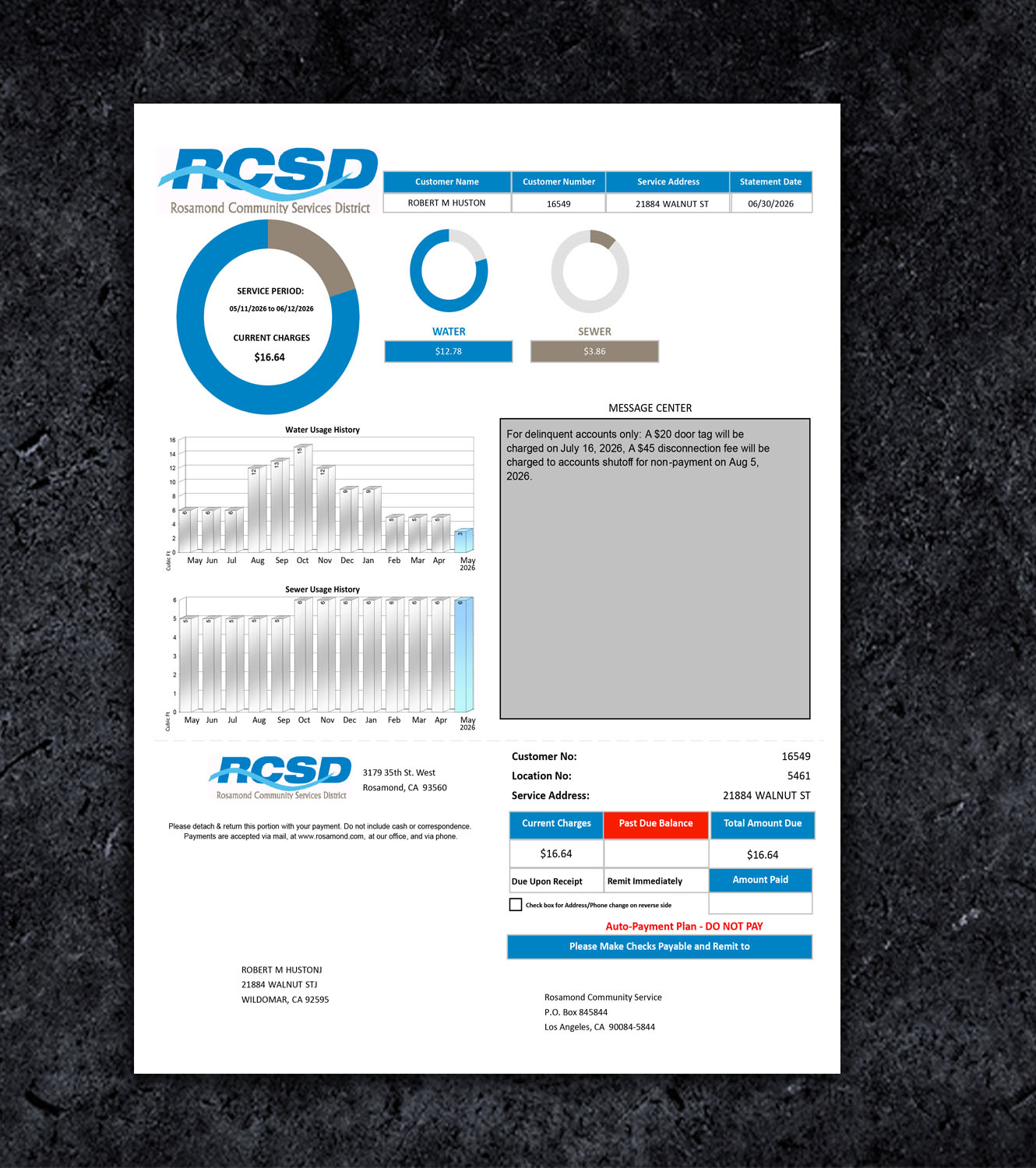 RCSD California United States Bill PDF Template - 2026